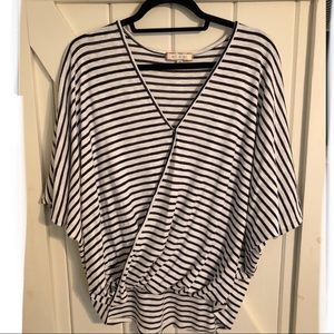Eri+Ali MEDIUM NAVY AND WHITE STRIPE WRAP TOP